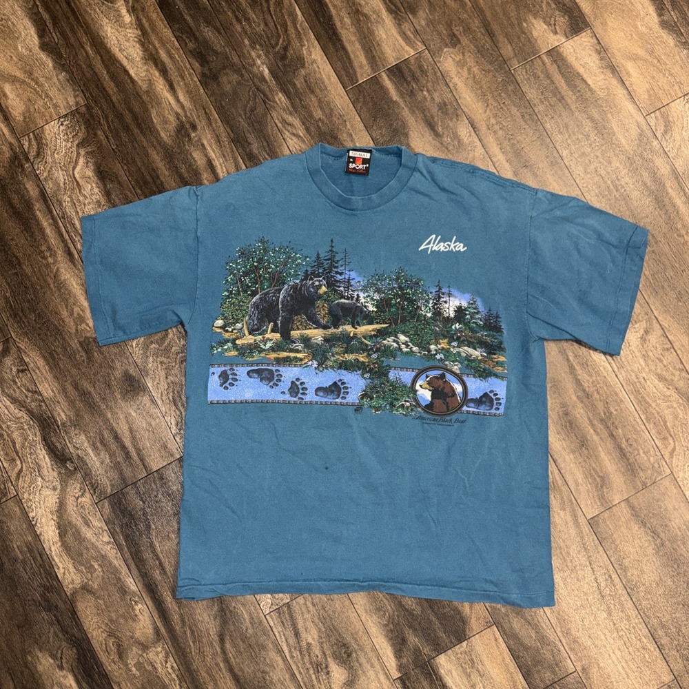 Vintage 90's Signal Sport Alaskan Wildlife Graphic Print Shirt Men's Size XL